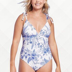 NWT Kona Sol Floral Shoulder Tie One-Piece Swimsuit • Size L (12–14) - WSS-10001